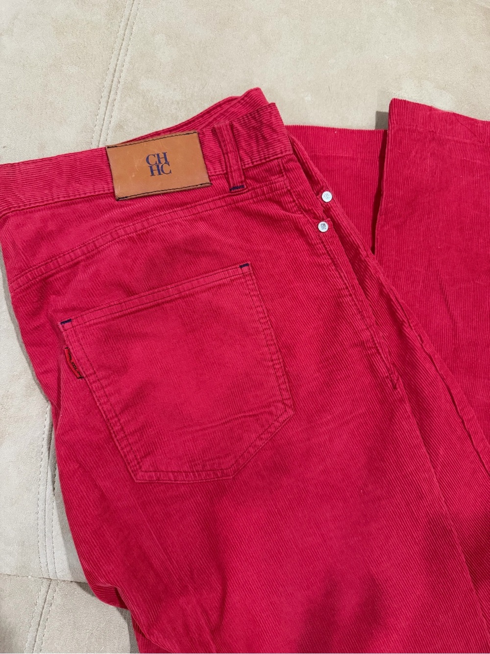 Carolina Herrera Red Corduroy Trousers